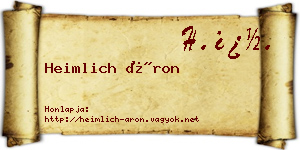 Heimlich Áron névjegykártya